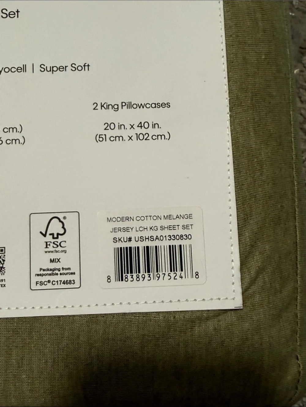 Calvin Klein Green Cotton Jersey Tencel Lyocell Sheet Set